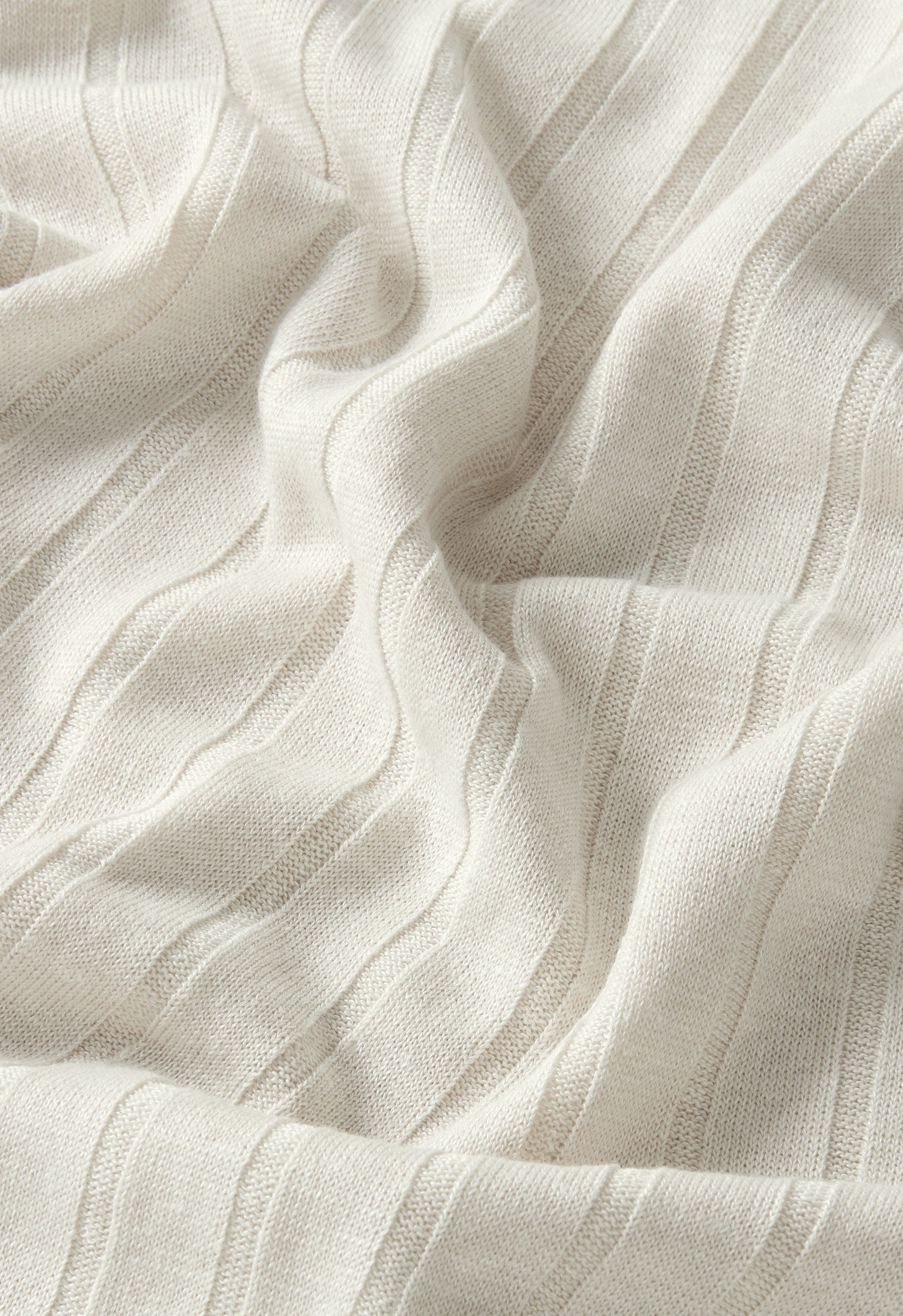 Warm White Linen Cotton Flat Rib T-Shirt