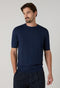 Blue Linen Cotton Flat Rib T-Shirt