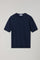 Blue Linen Cotton Flat Rib T-Shirt