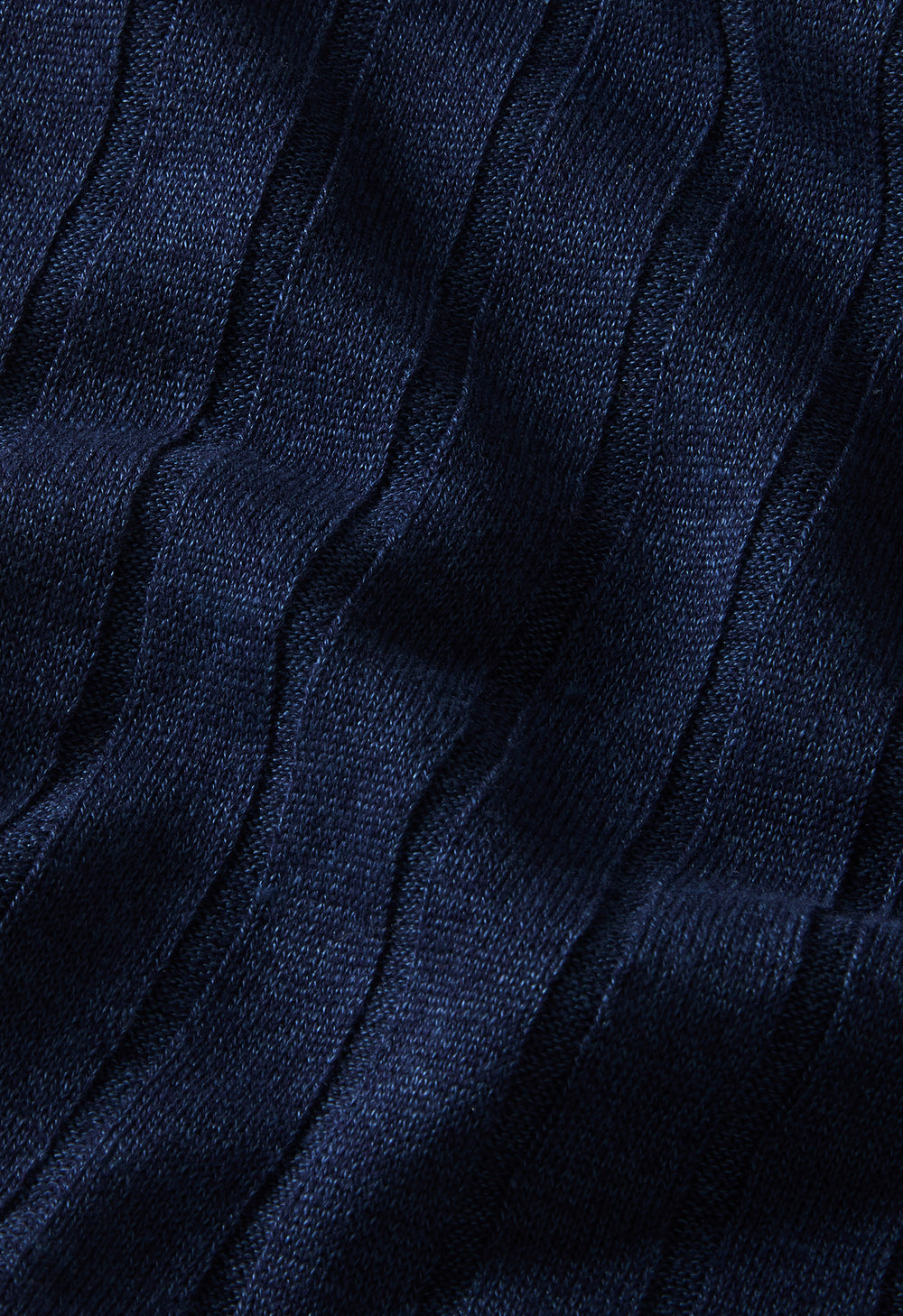 Blue Linen Cotton Flat Rib T-Shirt