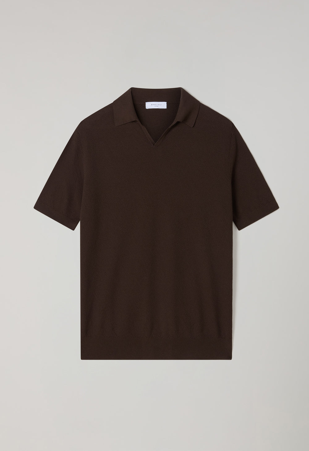 Brown Garment Dyed Cotton Piqué Short-Sleeve Polo