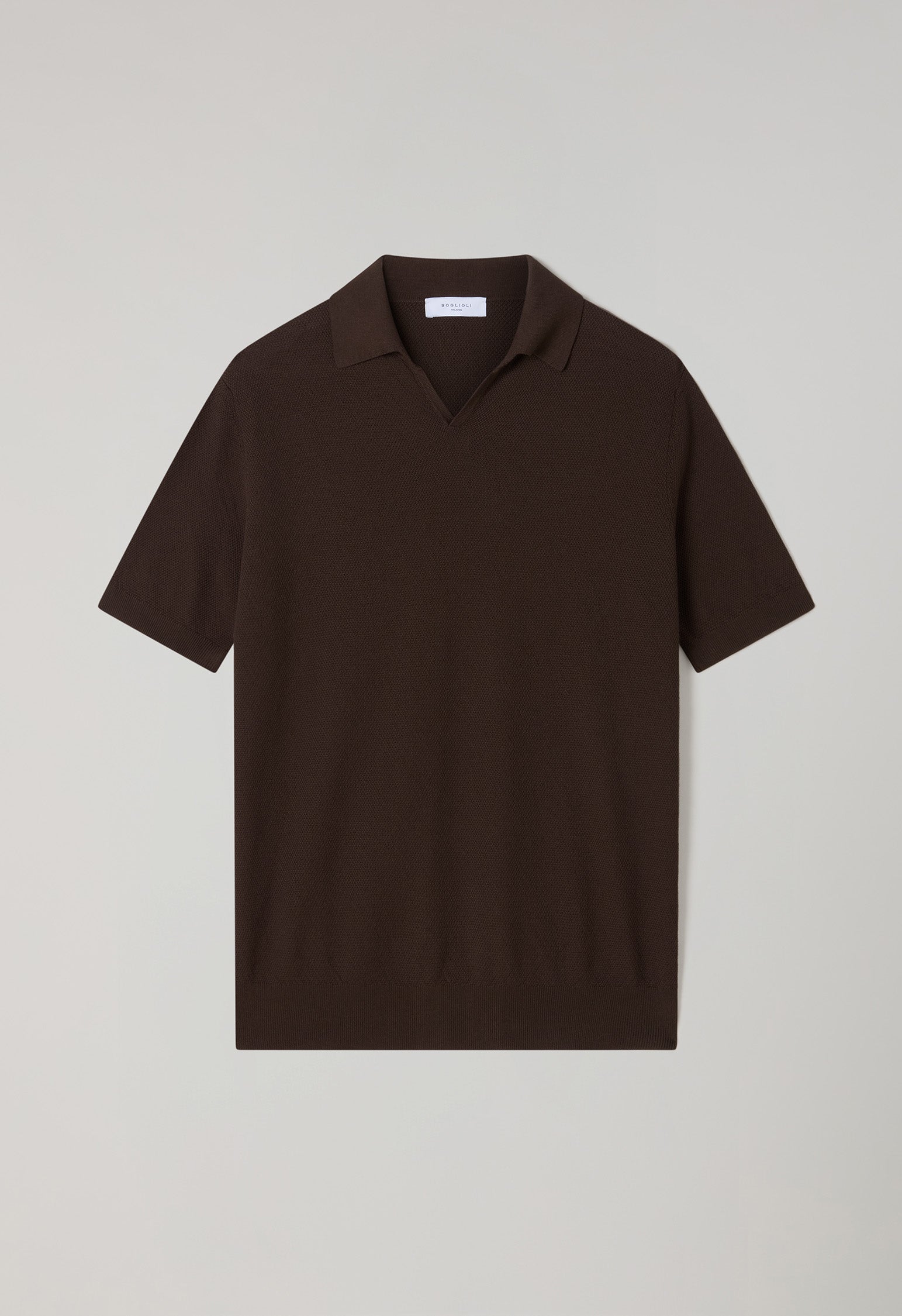 Brown Garment Dyed Cotton Piqué Short-Sleeve Polo