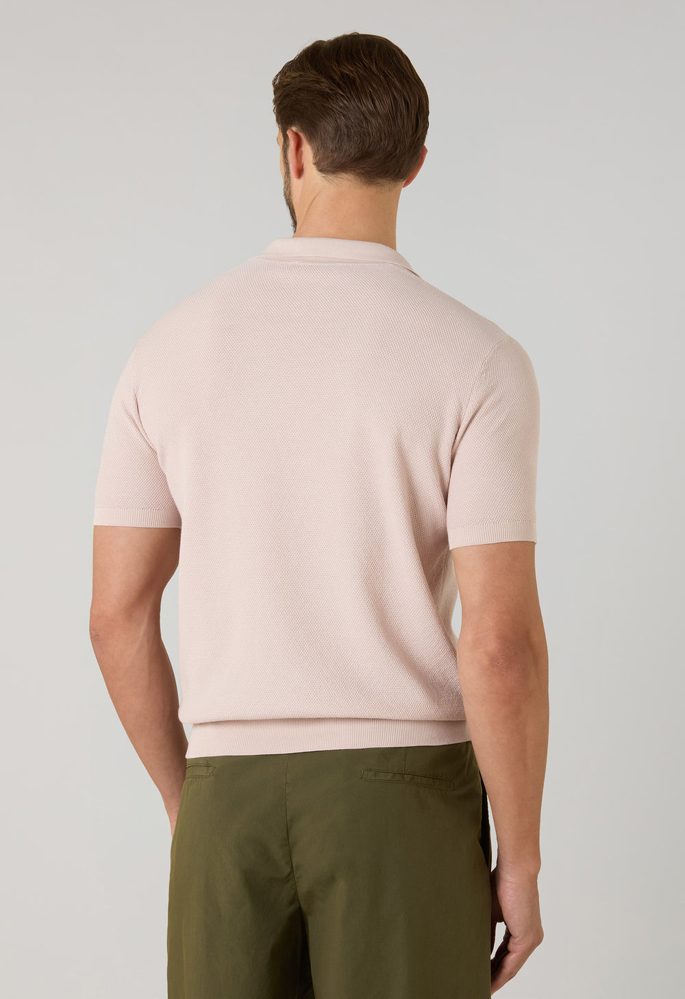 Pastel Pink Garment Dyed Cotton Piqué Short-Sleeve Polo
