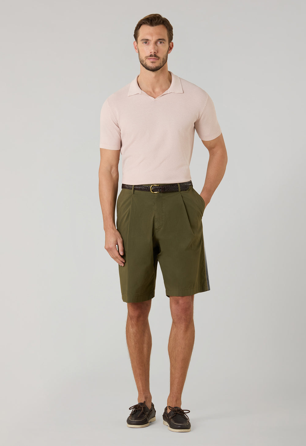 Pastel Pink Garment Dyed Cotton Piqué Short-Sleeve Polo