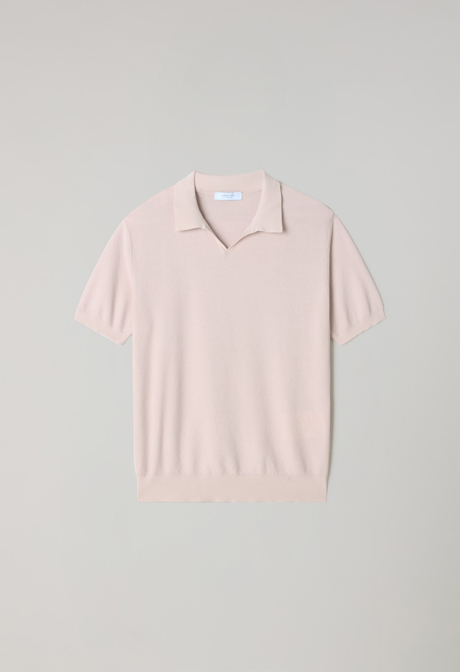Pastel Pink Garment Dyed Cotton Piqué Short-Sleeve Polo