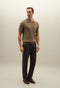 Khaki Jacquard Cotton Short-Sleeve Polo