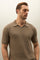 Khaki Jacquard Cotton Short-Sleeve Polo