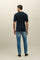 Blue Jacquard Cotton Short-Sleeve Polo