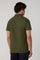 Dunkelkhaki-Kurzarm-Poloshirt aus Baumwolle-Leinen