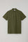 Dunkelkhaki-Kurzarm-Poloshirt aus Baumwolle-Leinen