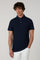 Blue Cotton Linen Short-Sleeve Polo