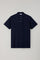 Blue Cotton Linen Short-Sleeve Polo