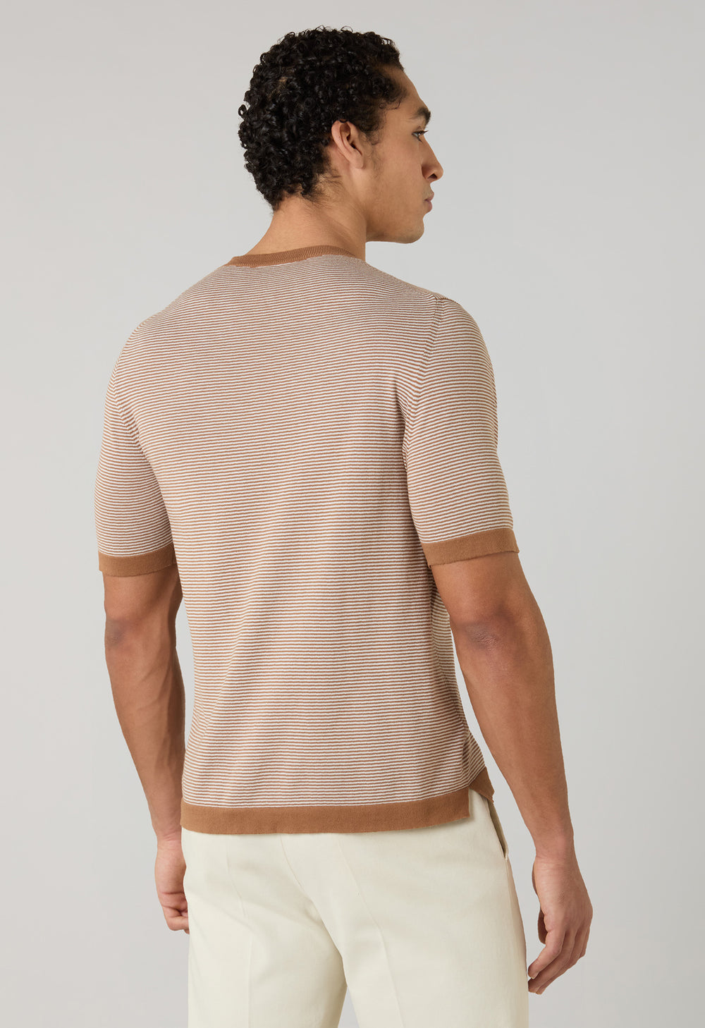 Brown Striped Cotton T-Shirt