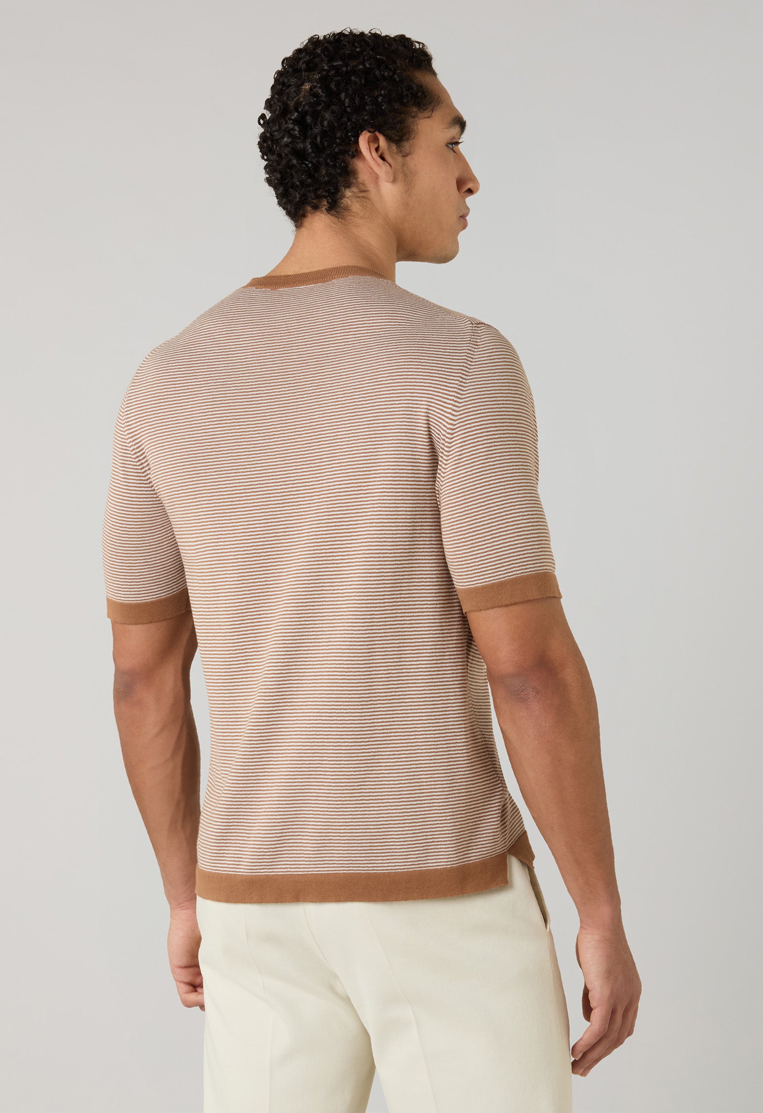 Brown Striped Cotton T-Shirt