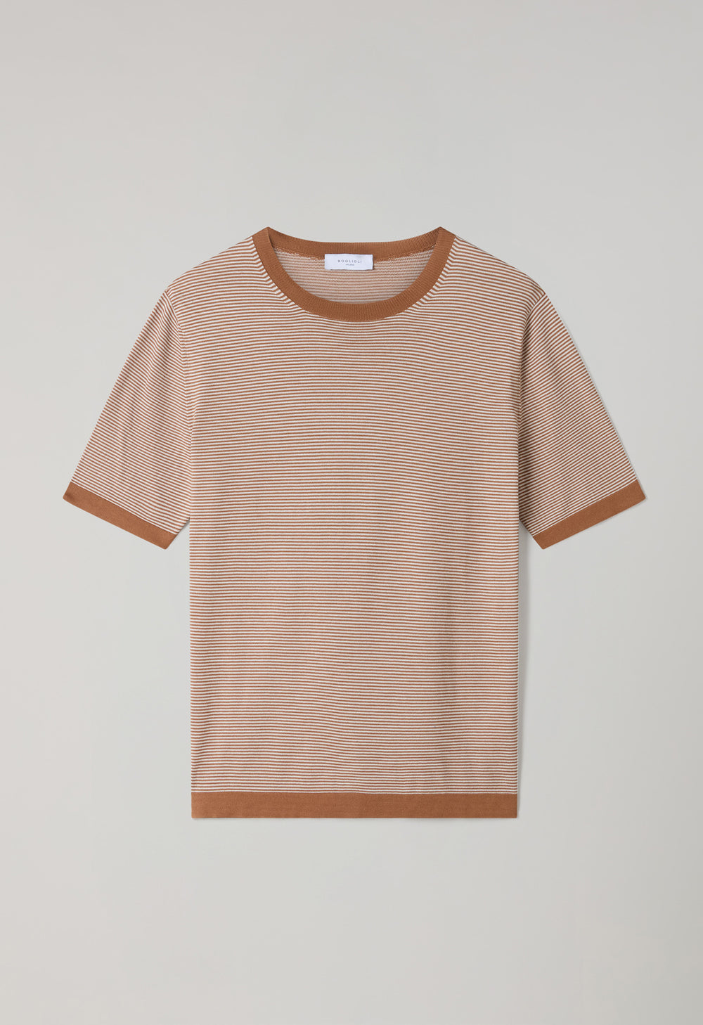 Brown Striped Cotton T-Shirt
