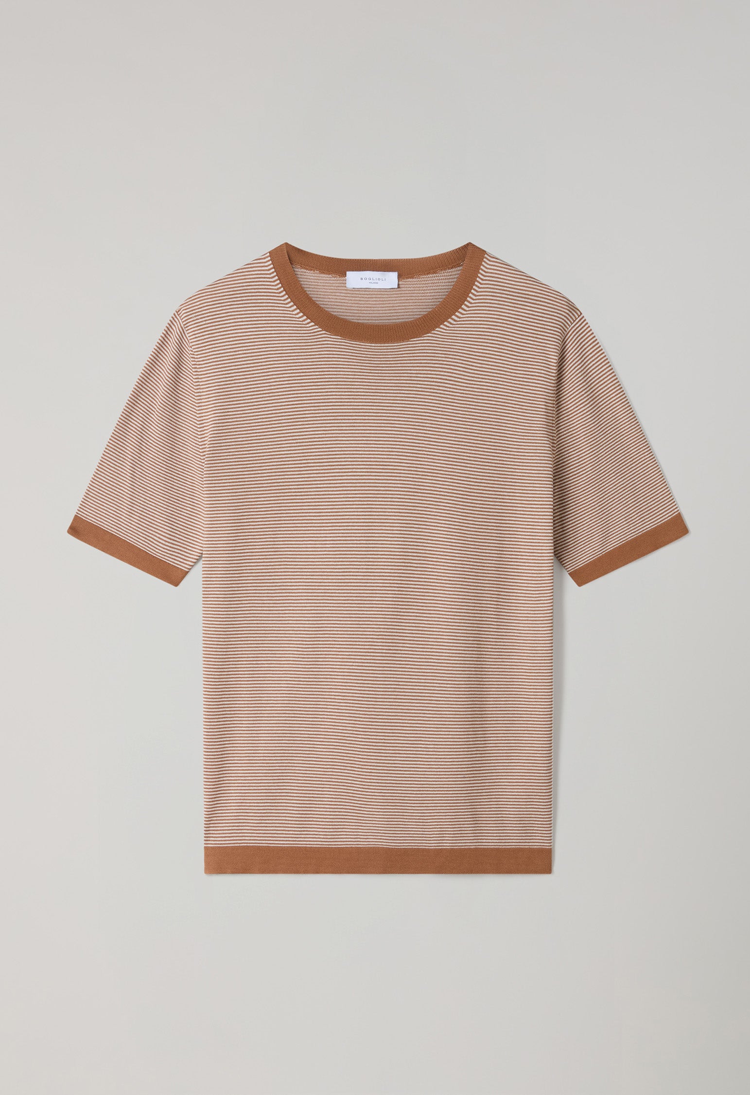 Brown Striped Cotton T-Shirt