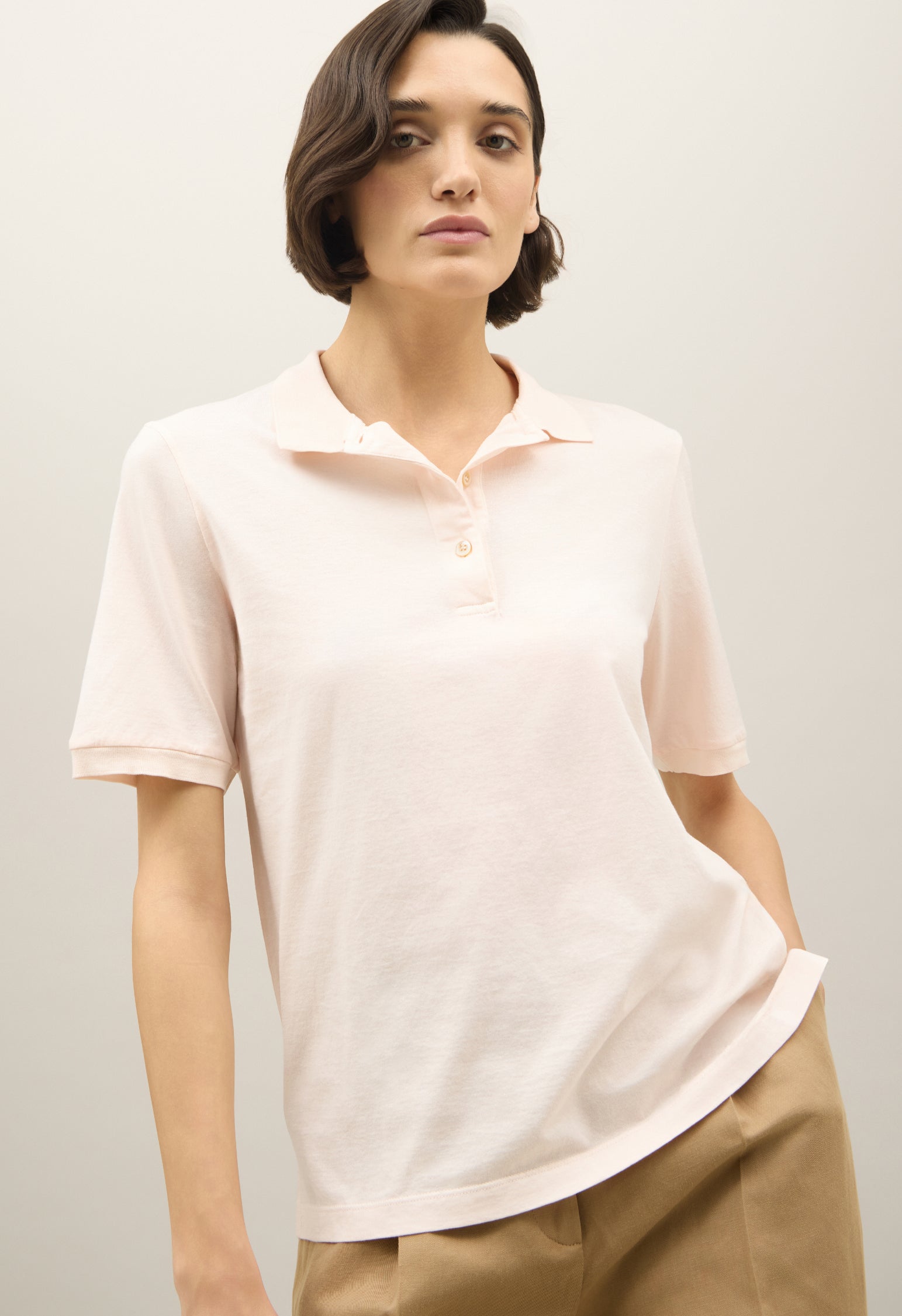 Pink Cotton Jersey short-sleeve Polo