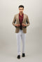 Beige Wool Silk chevron K-Jacket