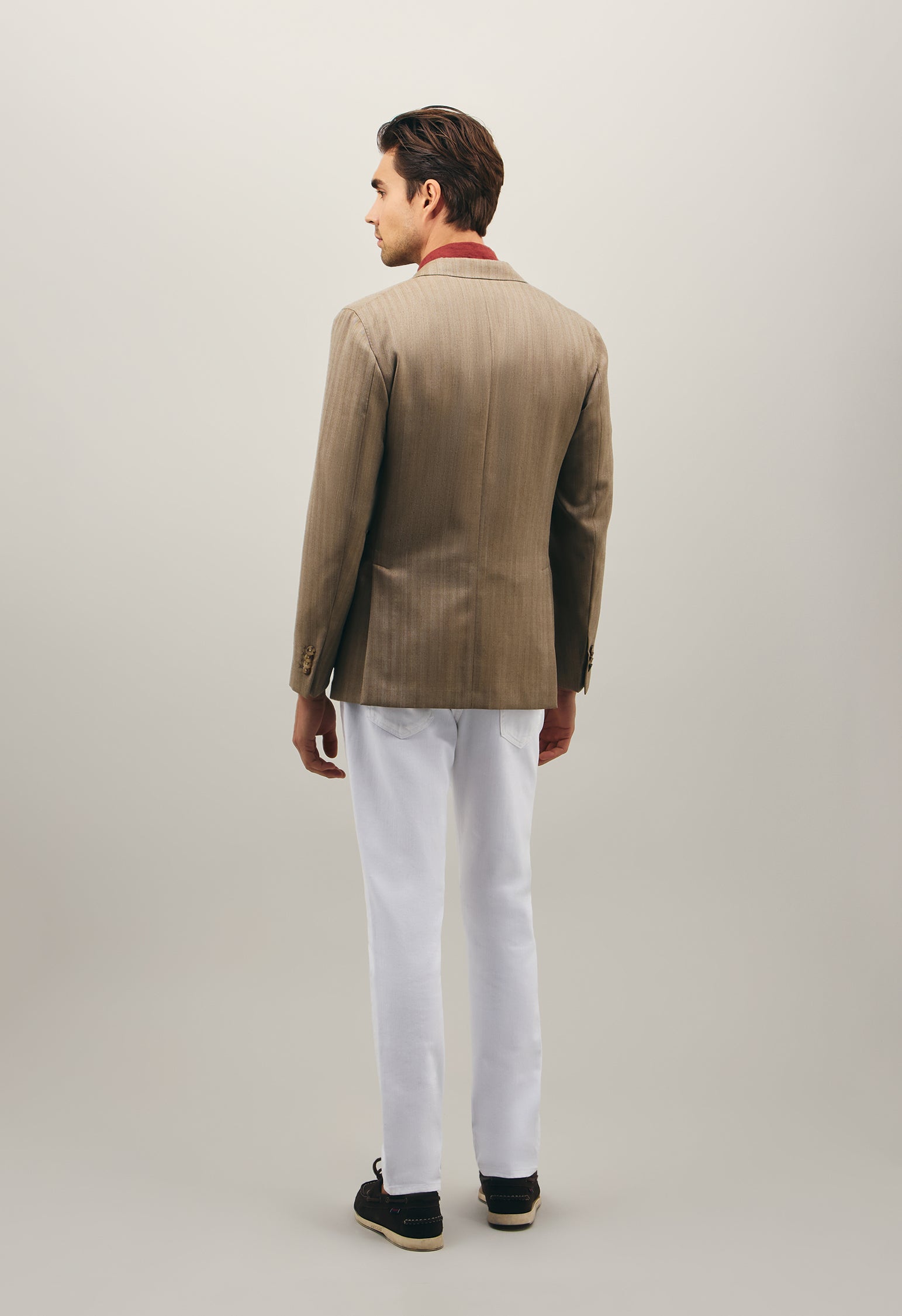 K-Jacket chevron in lana e seta beige