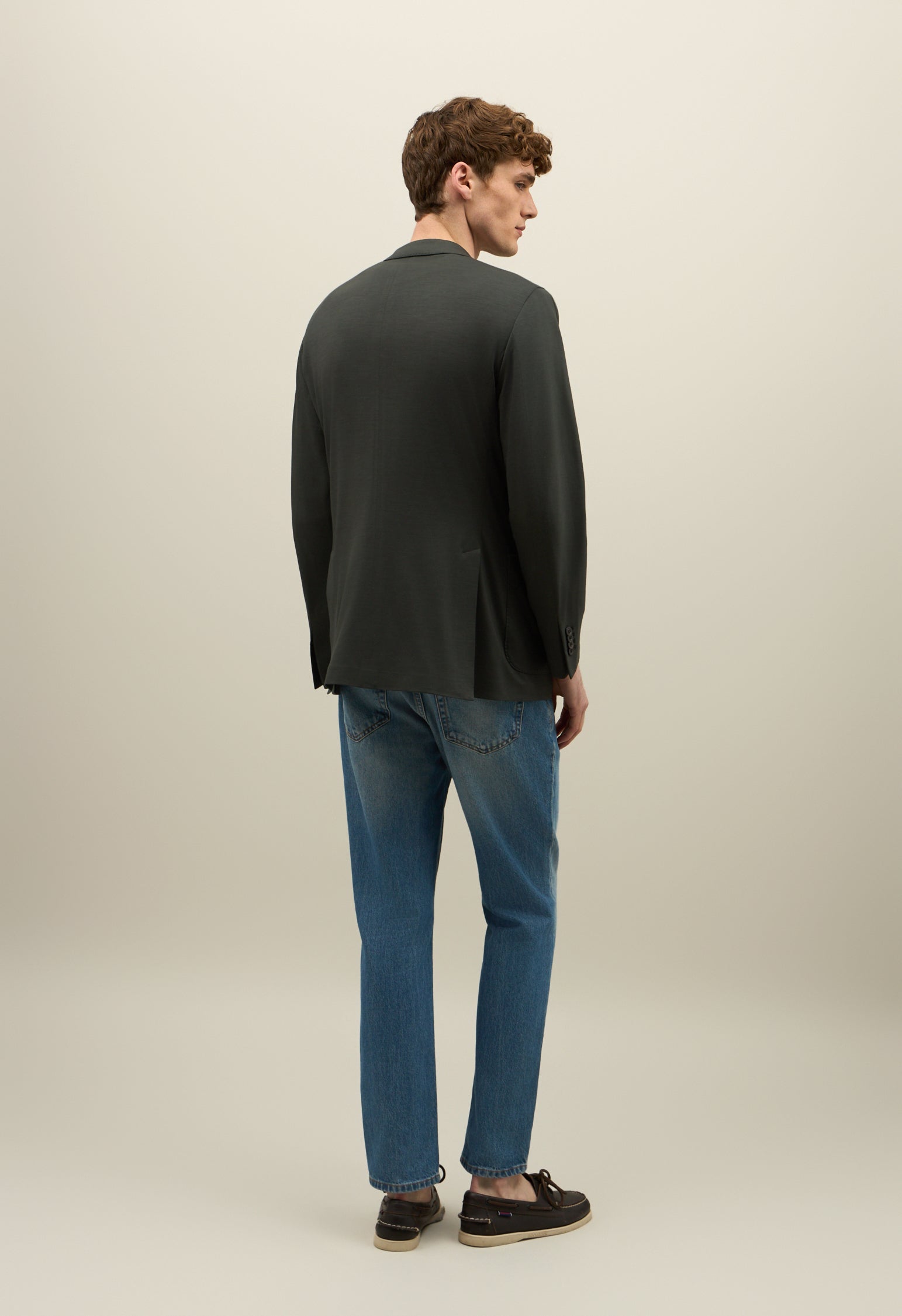 Dark Green Light Wool Jersey K-Jacket