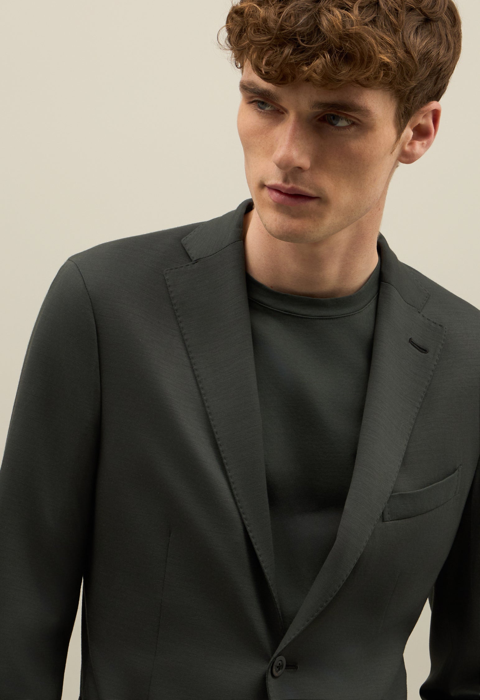Dark Green Light Wool Jersey K-Jacket
