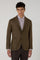 Brown Garment Dyed Wool Herringbone K-Jacket