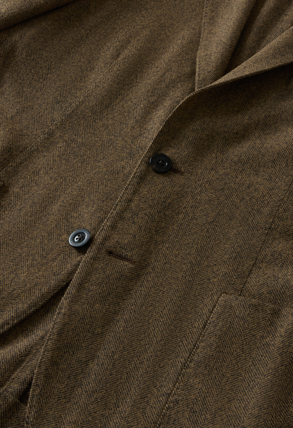 Brown Garment Dyed Wool Herringbone K-Jacket