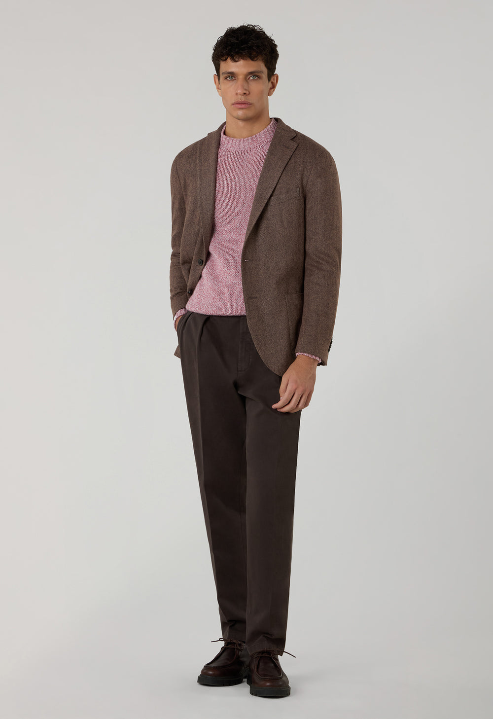 Mauve Garment Dyed Wool Herringbone K-Jacket