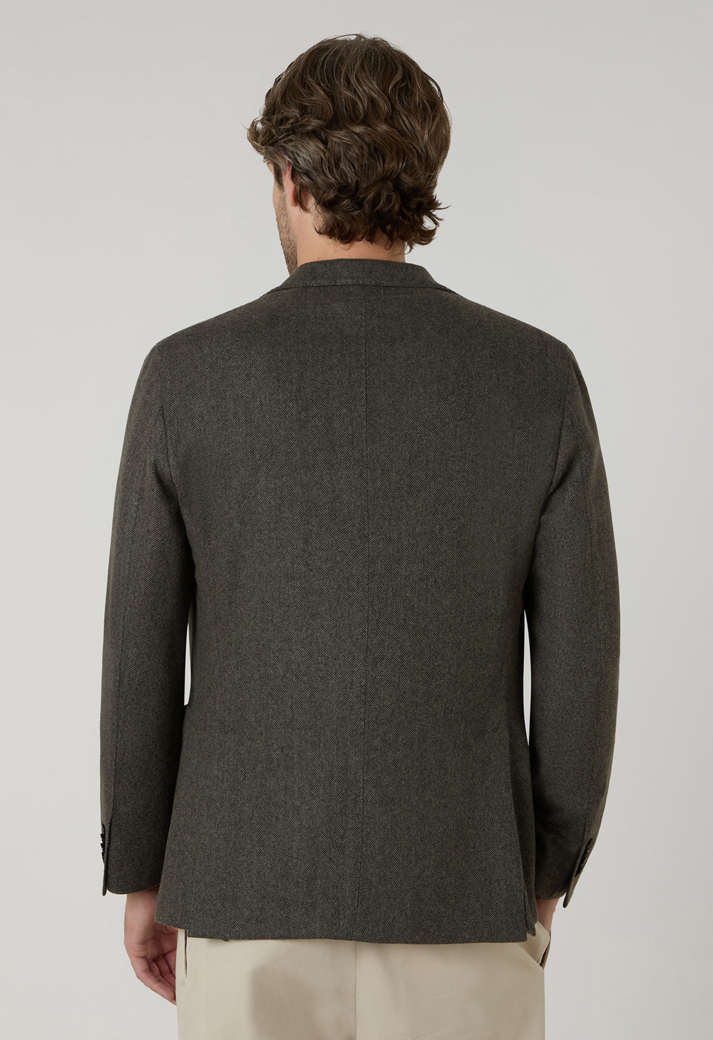 Taupe Garment Dyed Wool Herringbone K-Jacket