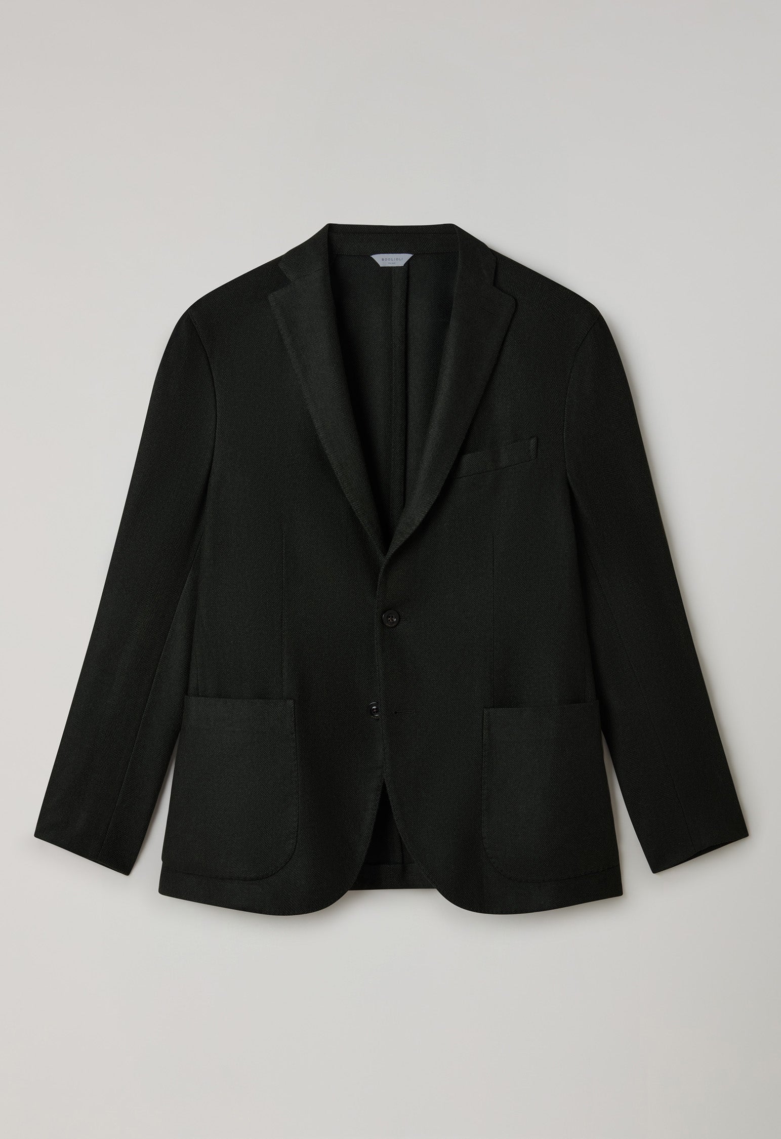Dark Green Garment Dyed Wool Herringbone K-Jacket