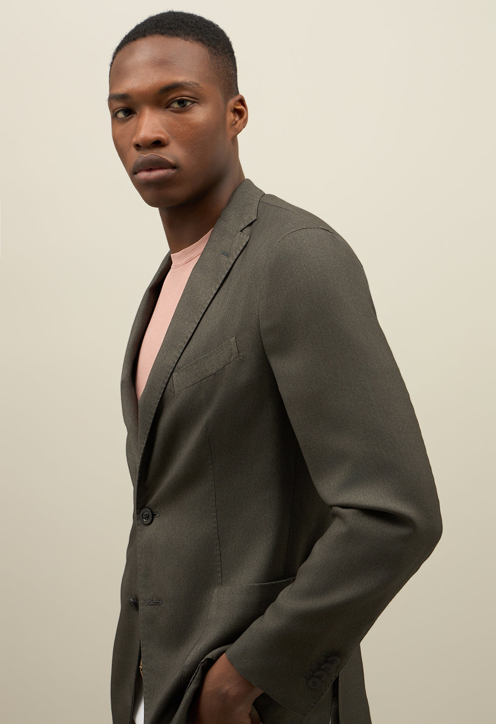 Green Garment Dyed Cashmere Silk K-Jacket