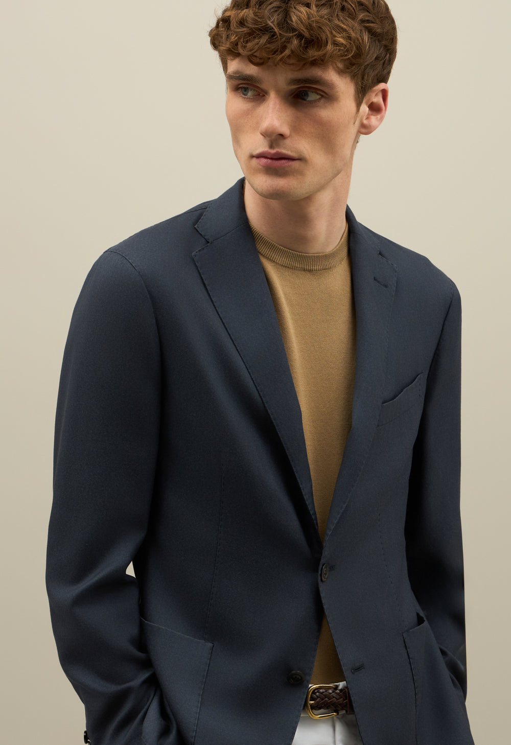 Blue Garment Dyed Cashmere Silk K-Jacket