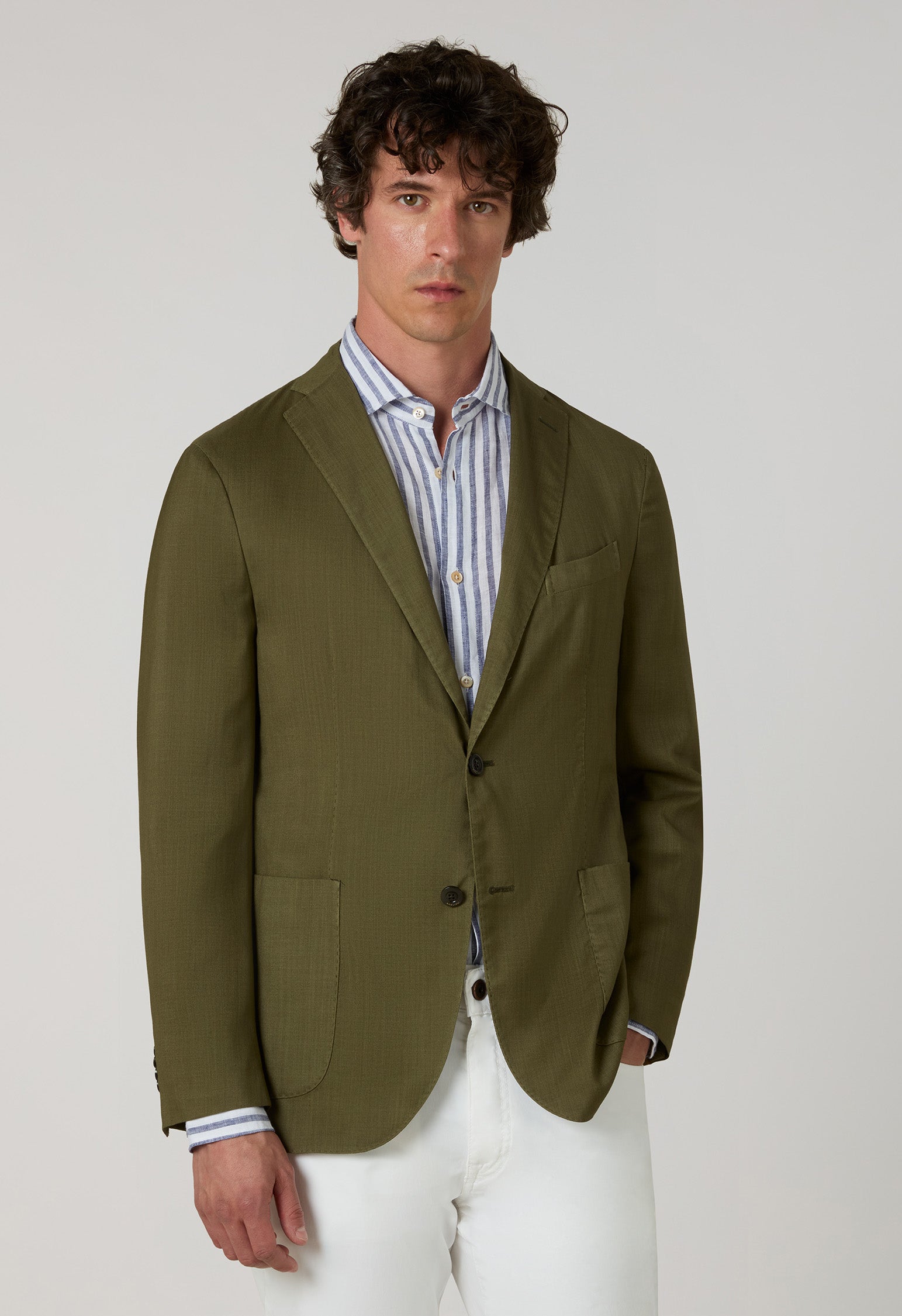 Green Ultralight Garment Dyed Wool Silk K-Jacket
