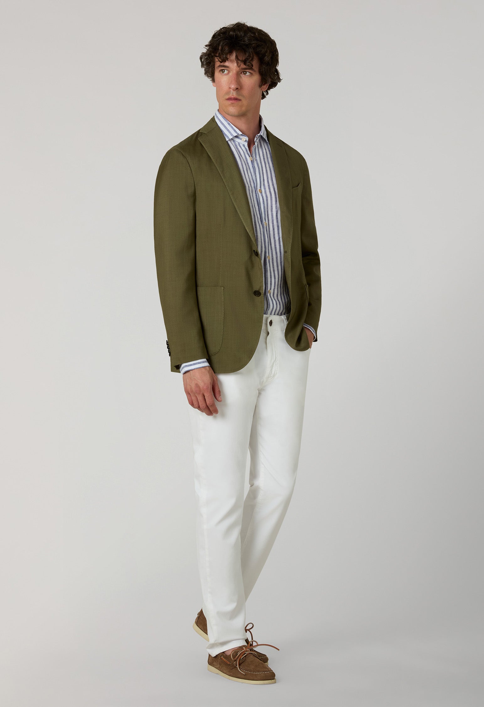 Green Ultralight Garment Dyed Wool Silk K-Jacket