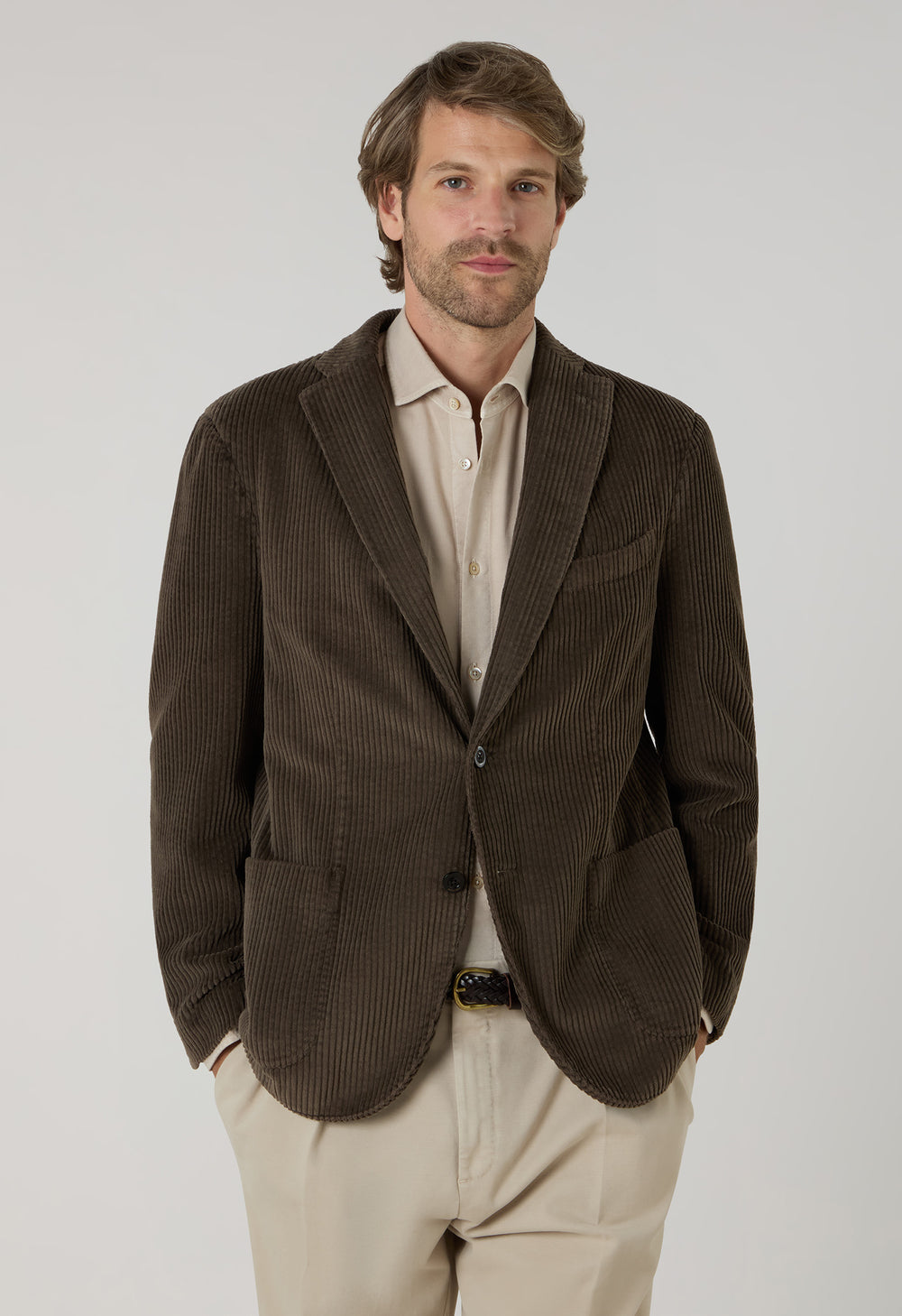 K-Jacket in velluto a costa larga tinto in capo khaki