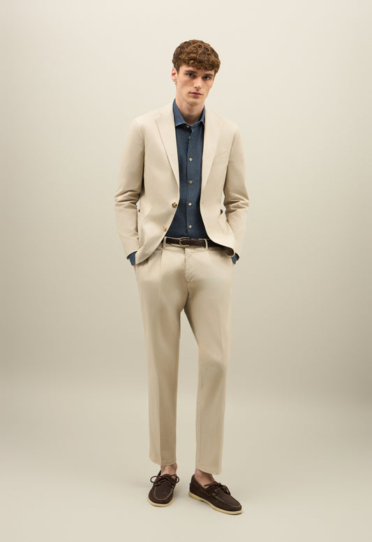 Abito K-Jacket in cotone tinto in capo beige