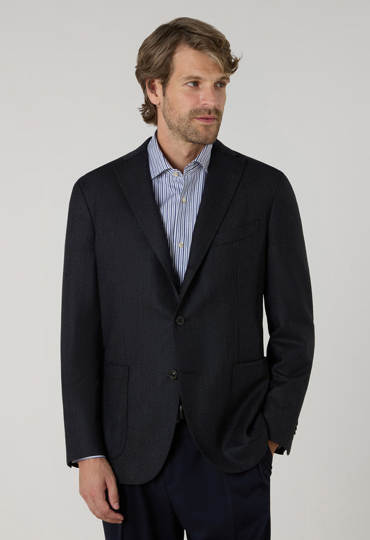 Dark Grey Wool Hopsack K-Jacket