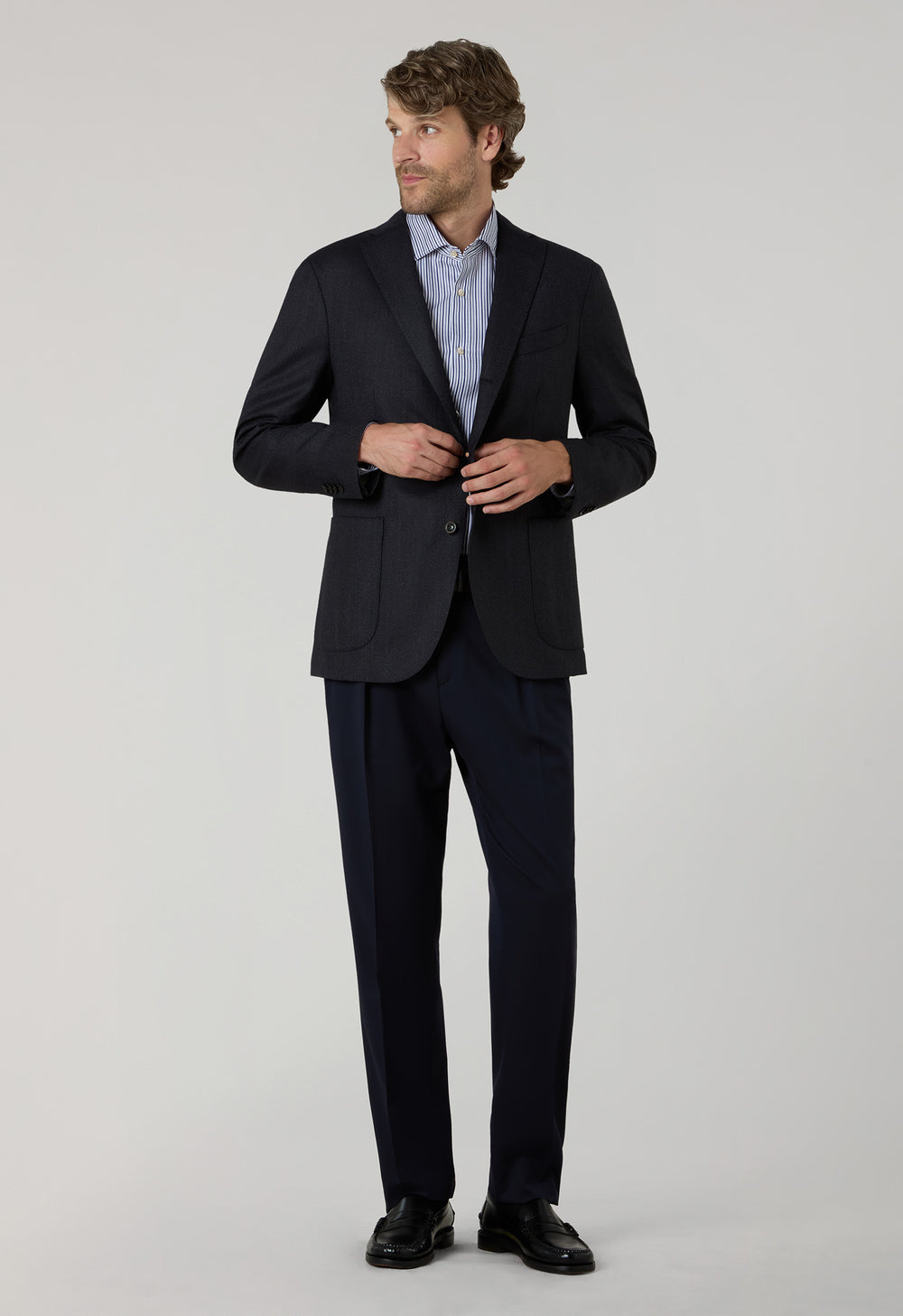 Dunkelgraue K-Jacket aus Hopsack-Wolle
