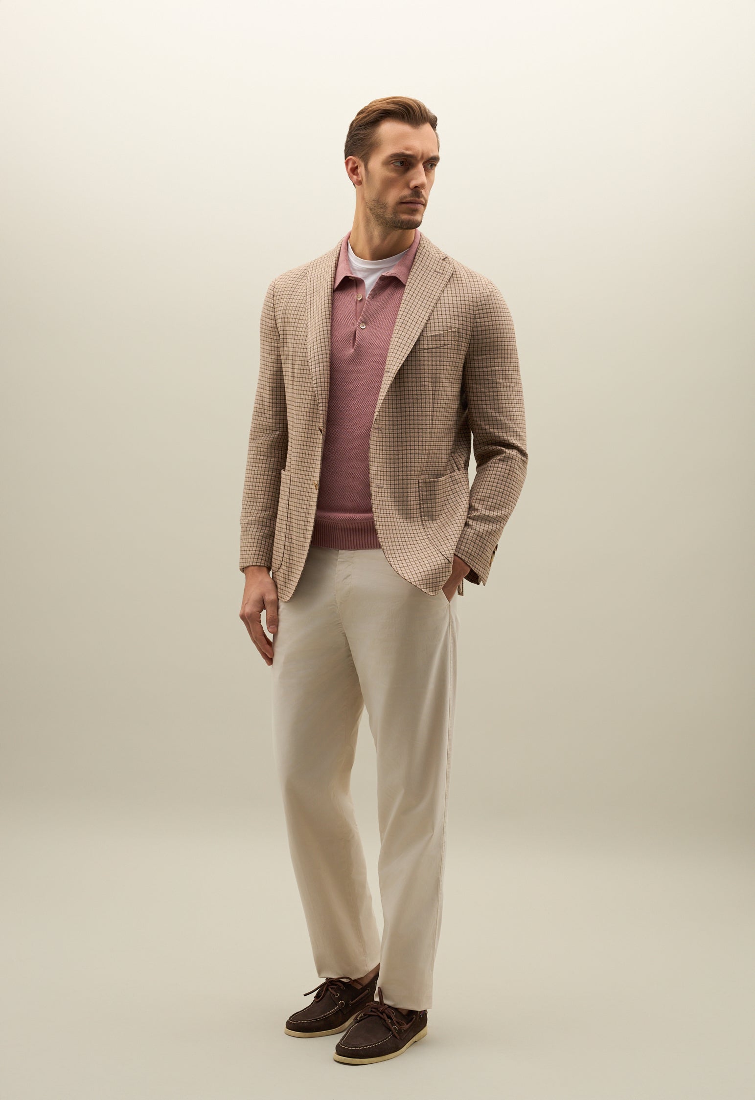 K-Jacket in lana e seta beige