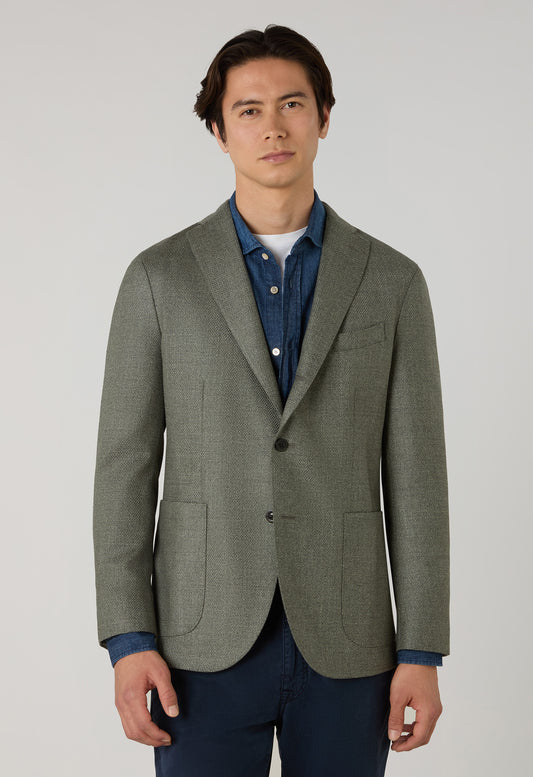 K-Jacket in lana con micro-struttura verde