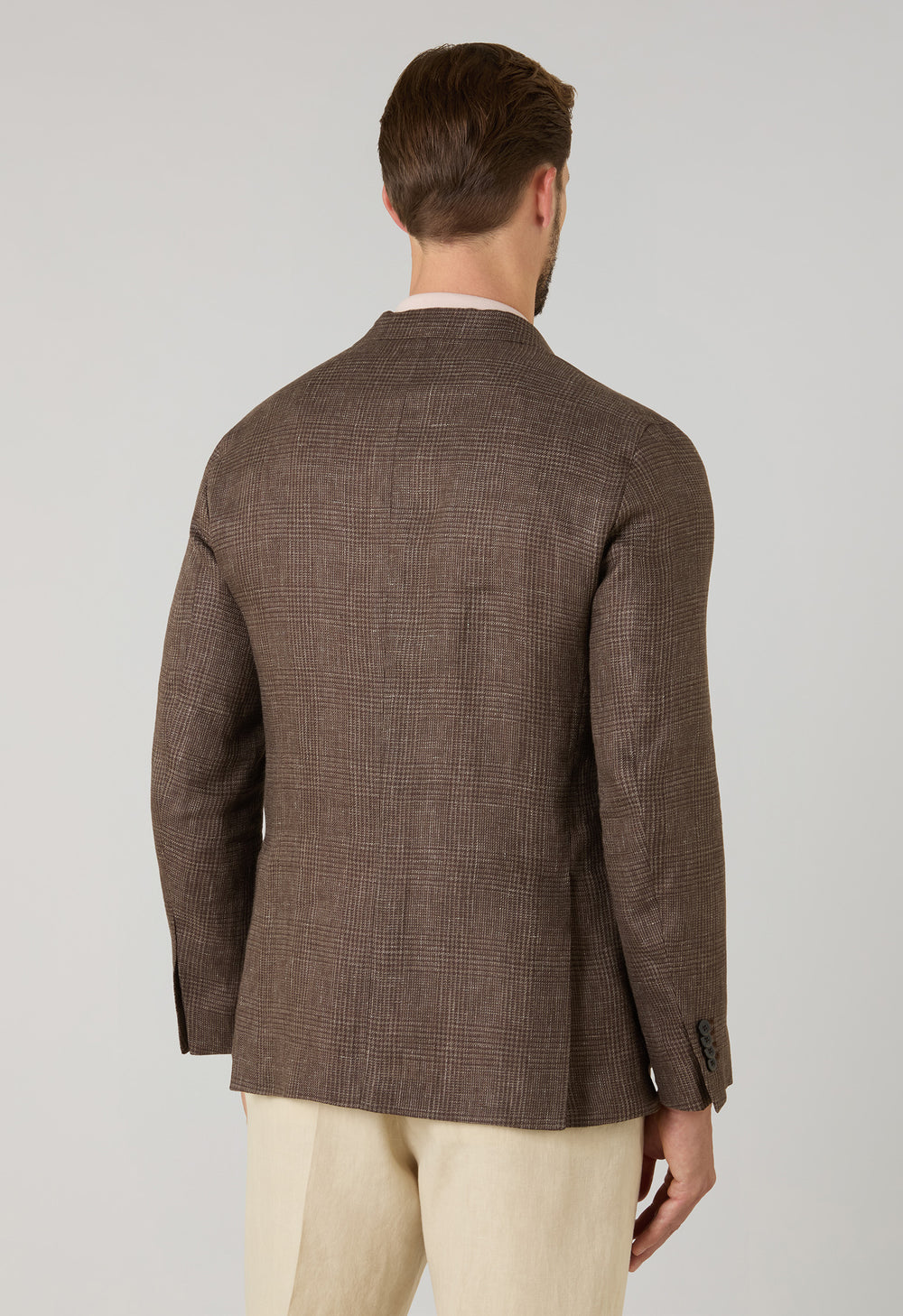 K-Jacket in lino Principe di Galles marrone