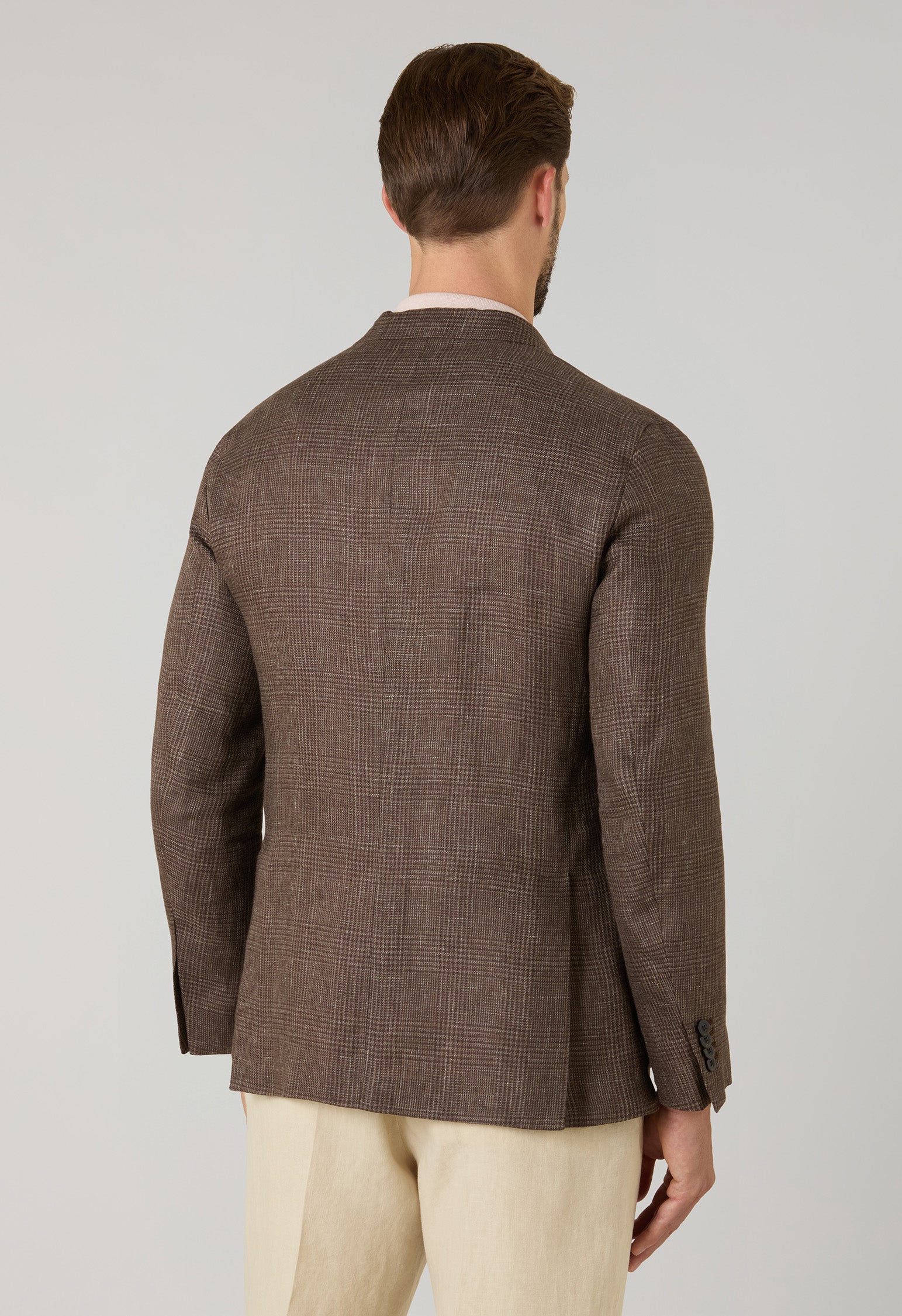 Brown Linen Prince of Wales K-Jacket