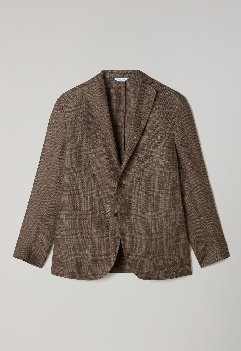 K-Jacket in lino Principe di Galles marrone