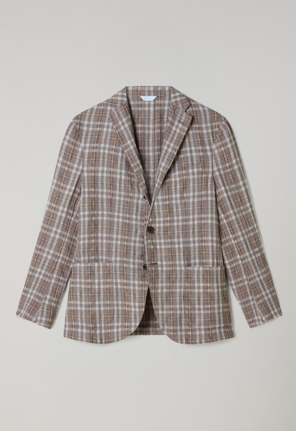 Brown Pattern Tartan Wool Linen Silk K-Jacket