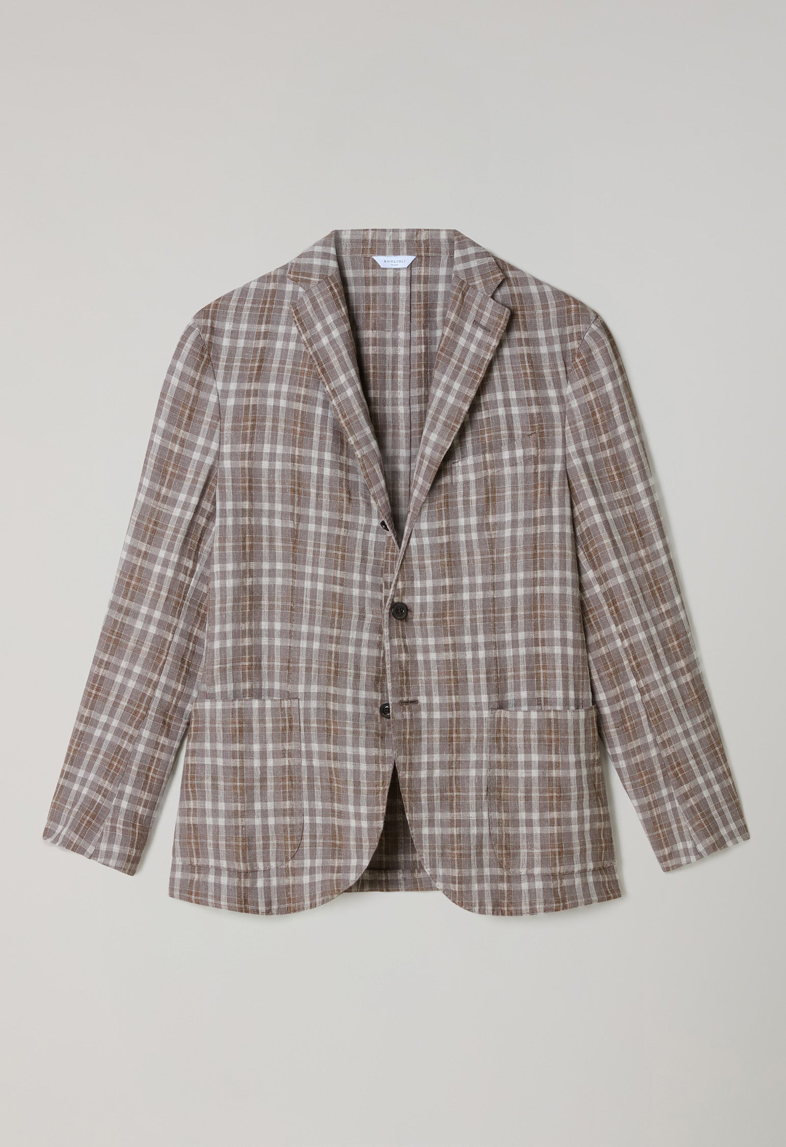 Brown Pattern Tartan Wool Linen Silk K-Jacket