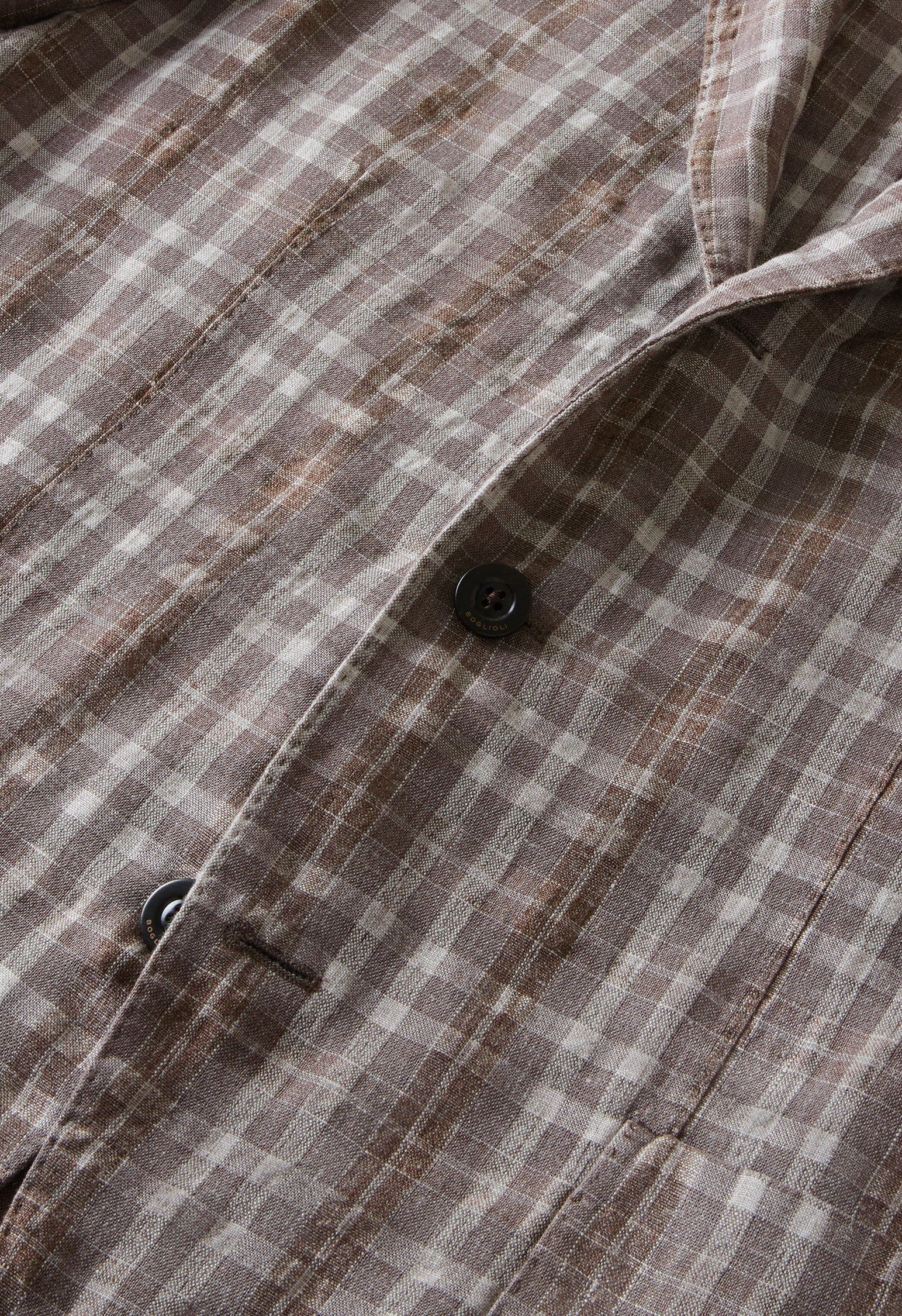 Brown Pattern Tartan Wool Linen Silk K-Jacket