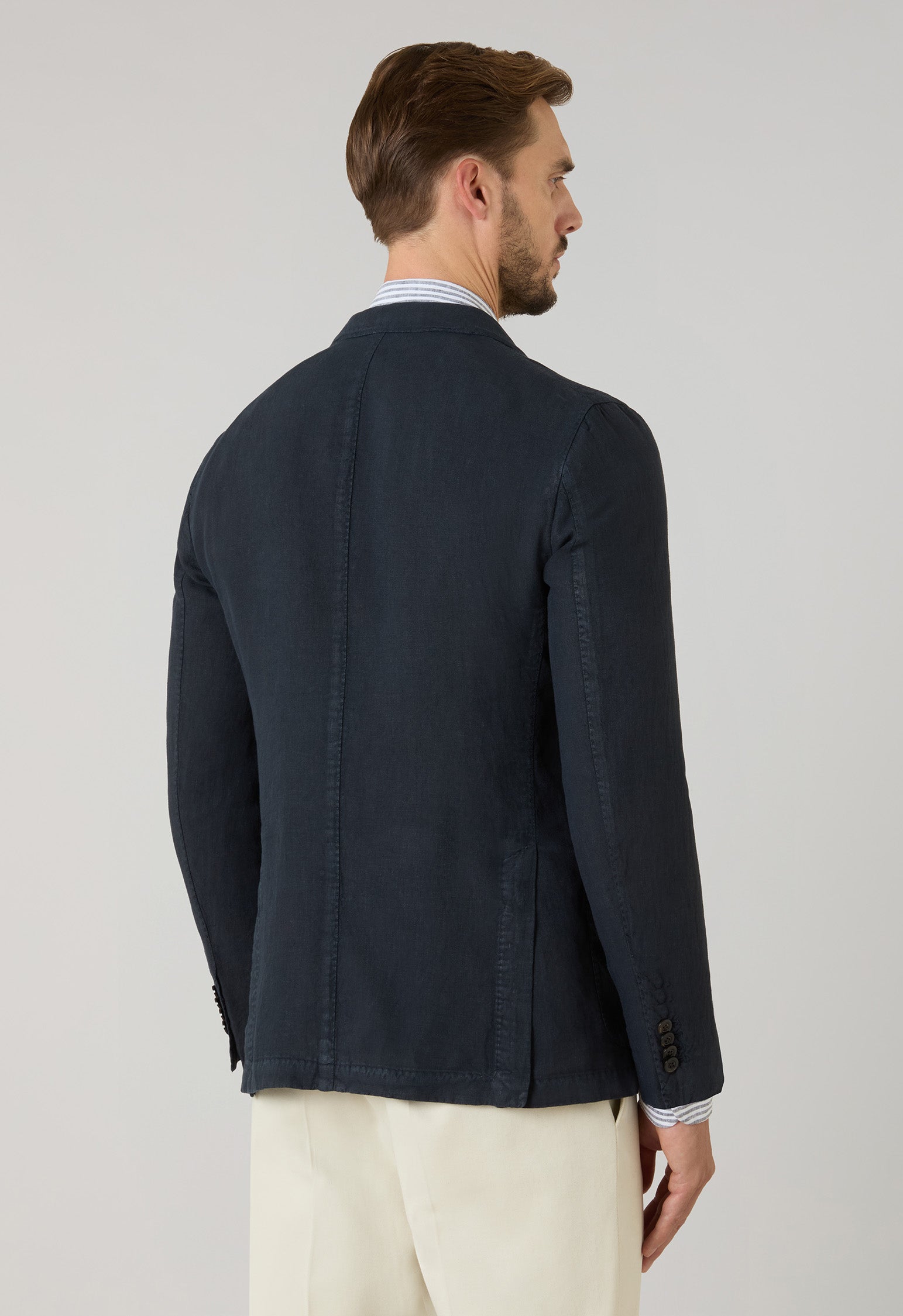 Blue Garment Dyed Linen K-Jacket