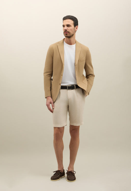 K-Jacket in cotone e tencel tinto in capo marrone chiaro