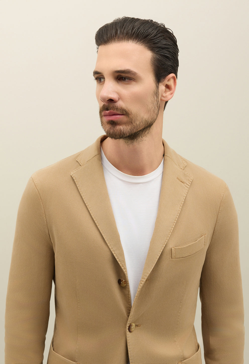 Light Brown Garment Dyed Cotton Tencel K-Jacket
