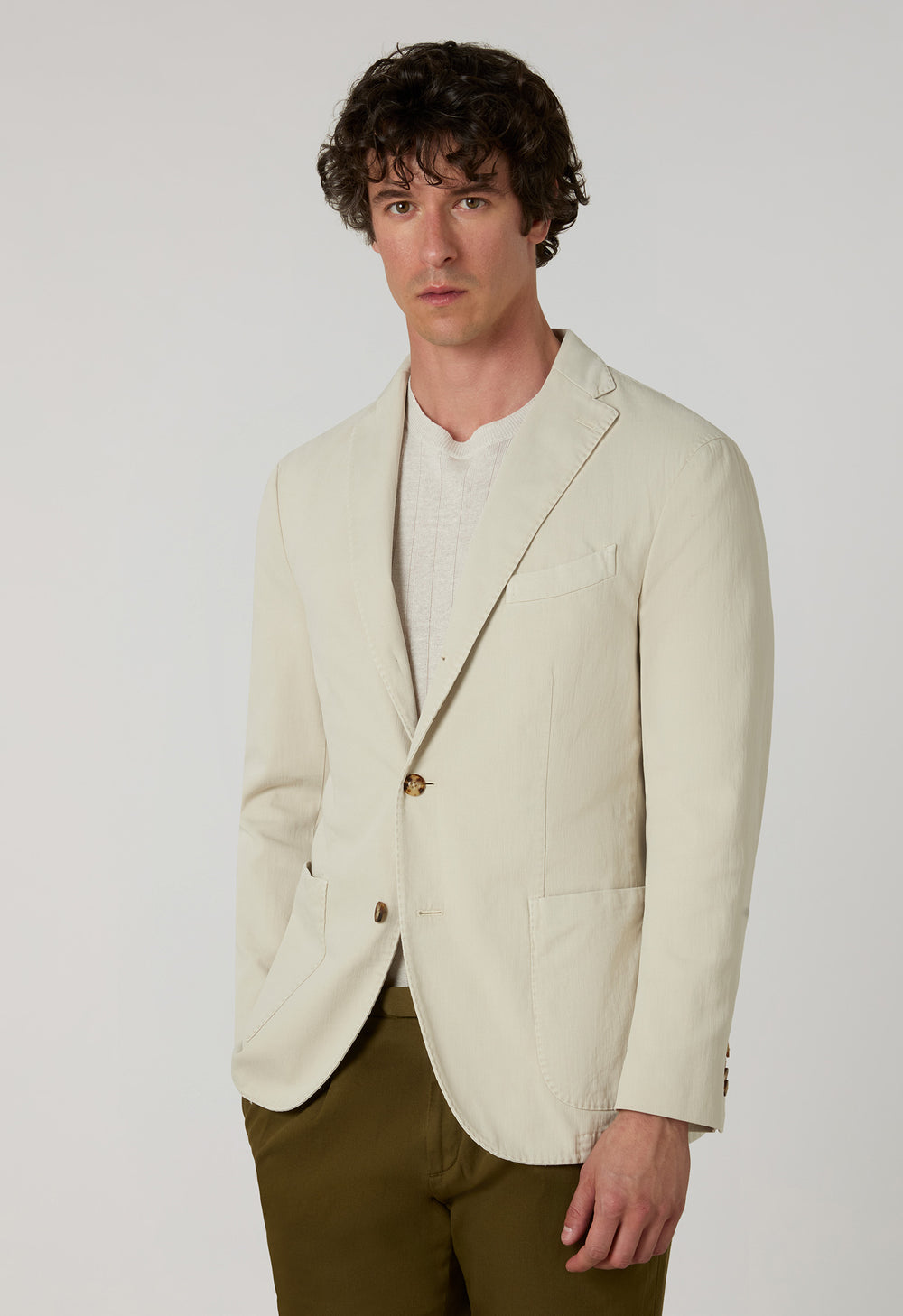 Beige Garment Dyed Stretch Cotton K-Jacket